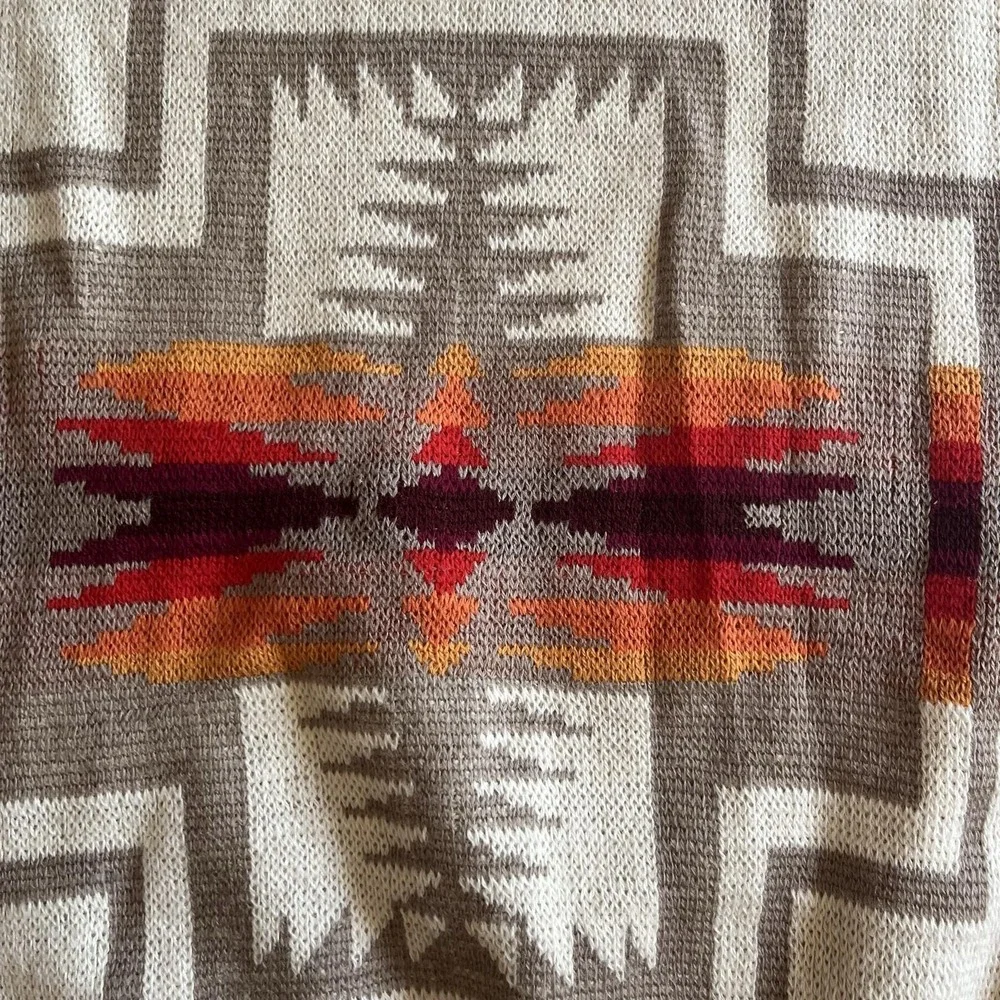 Vintage Pendleton Sweater Mens XL Cream Southwest Geometric Wool Pullover USA
